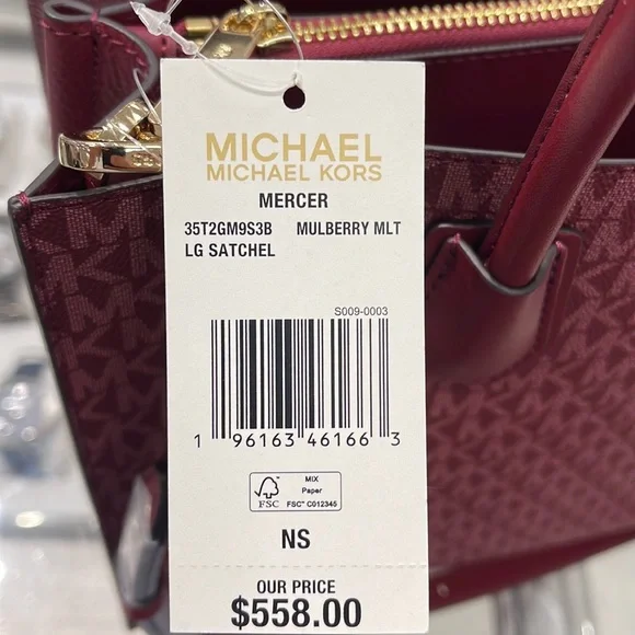 MICHAEL KORS MERCER LARGE SATCHEL 
MULBERRY MULTI - Picture 4 of 16